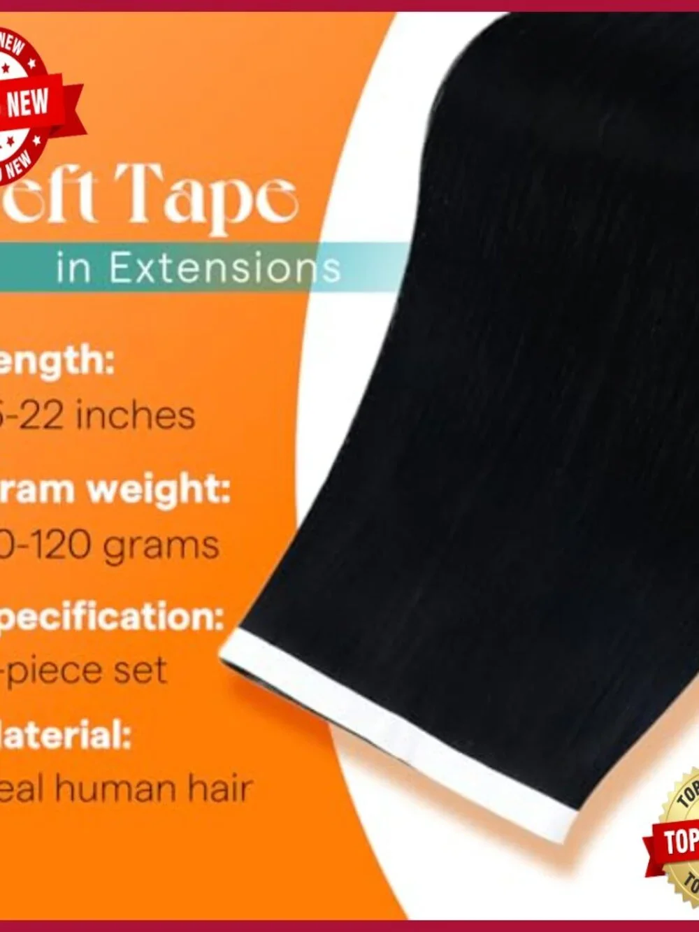 Human Hair Tape Extensions 22 Inch 120g Thick Weft 4 Pieces